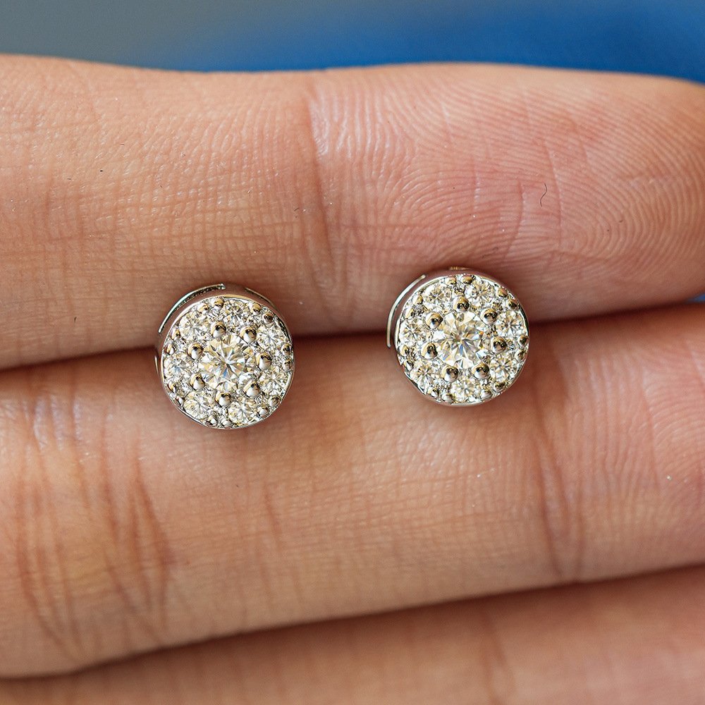 Boucles d oreilles unisexes en argent sterling 925 moissanite_voghion.com