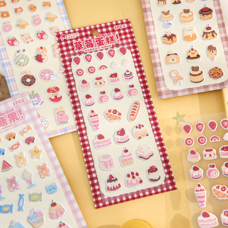 Sr. Paper espuma hoja plana etiqueta de postre tienda linda etiqueta de elemento de postre etiqueta de decoración de bricolaje de cuenta de mano