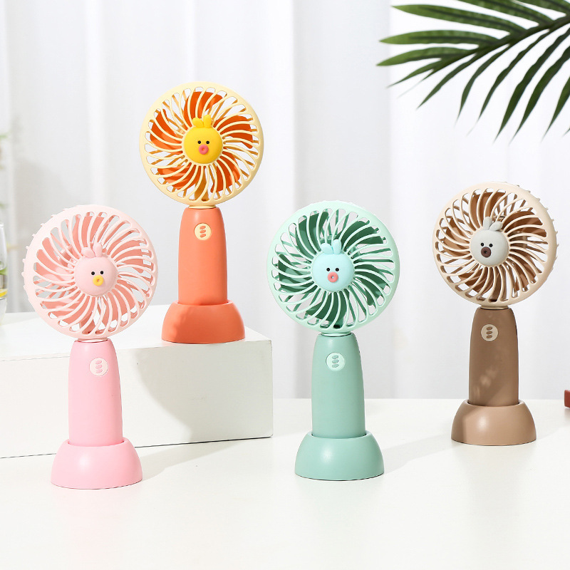 New cute rabbit handheld desktop charging fan portable USB charging small fan mini cartoon pocket fan