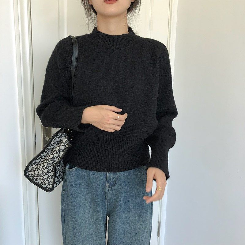 纯色软糯圆领毛衣女2025年冬季保暖打底衫长袖针织衫内搭套头上衣|undefined