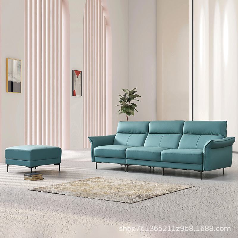 现代简约沙发小户型客厅家用超纤皮双三人位公寓出租房直排沙发