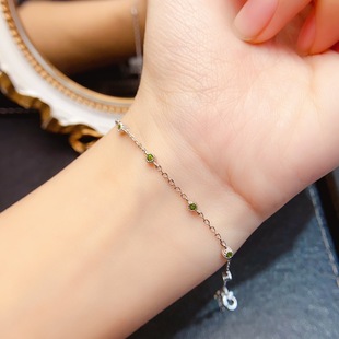 New Natural Olivine Bracelet S925 Silver Inlaid Main Stone 2*2mm Versatile Popular Hot Style Women's Jewelry Wholesale