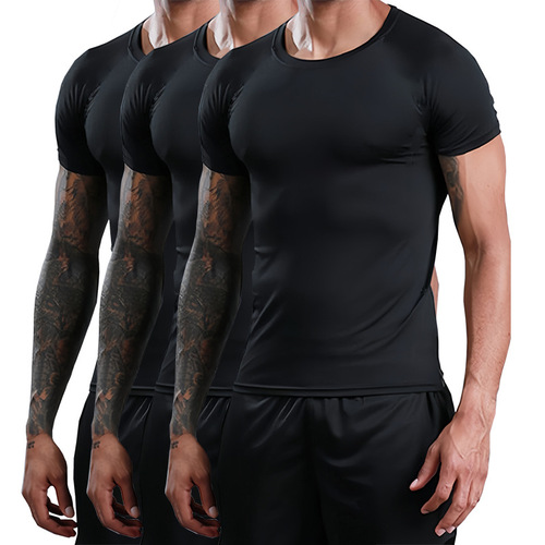 Cross-border European and American size short-sleeved fitness clothing quick-drying tight-fitting sports T-shirt running men's PRO elastic training suit breathable 