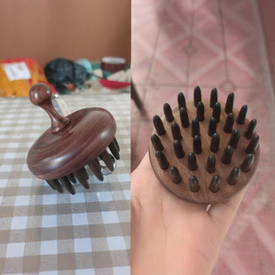 28 nail shampoo massage comb golden sandalwood handle bamboo tooth bulb beads bamboo tooth abdominal massage comb bag massager
