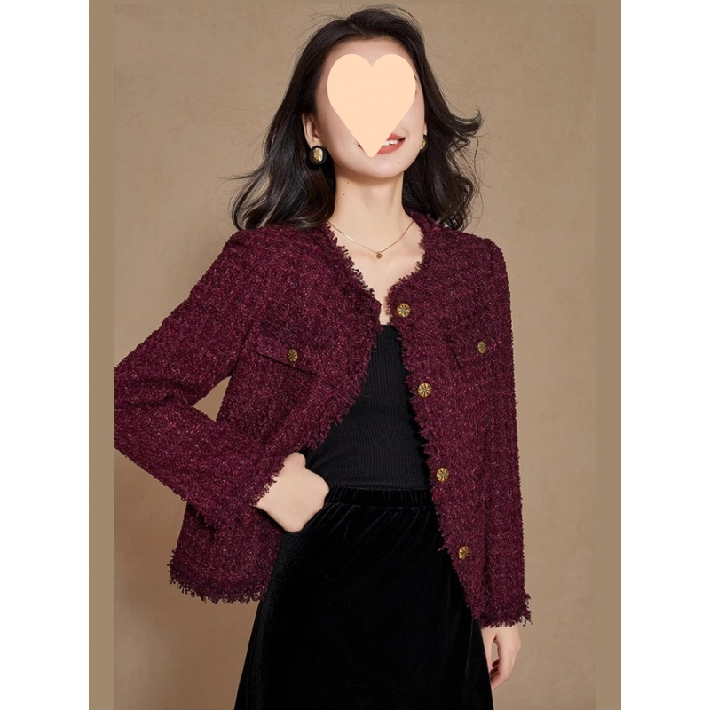 Ankora Red Chanel-Style Jacket with Tassels, High-End Fashion Trendy Korean Version for Socialites and Old Money Style