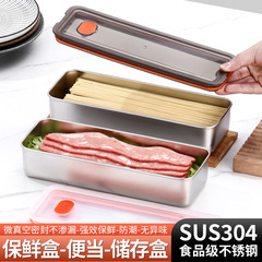 新品跨境304不鏽鋼日式方盒帶蓋密封長方形培根保鮮盒亞馬遜熱賣