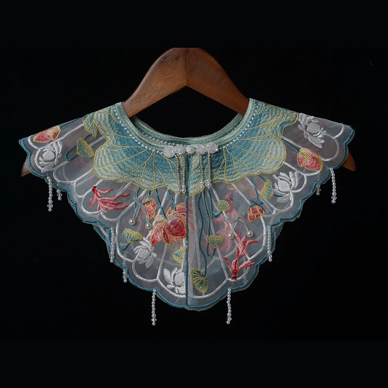 Древний стиль Hanfu шаль лотоса Листья лотоса Новый китайский облачный плечевой воротник