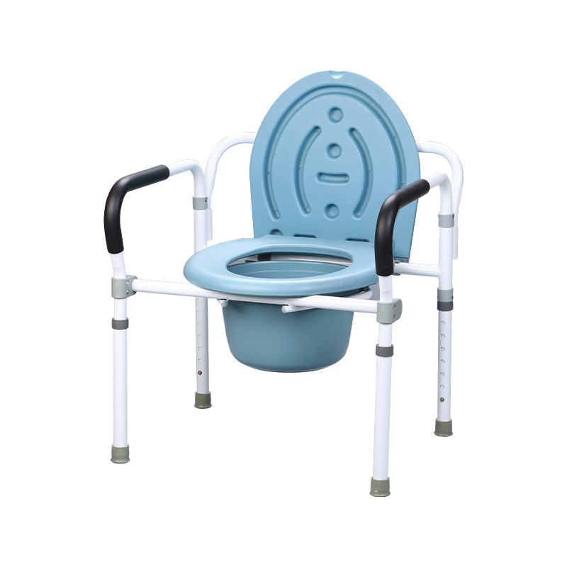 Fábrica en stock ancianos inodoro silla móvil inodoro taburete hogar inodoro silla plegable de acero inoxidable mujeres embarazadas Silla de baño