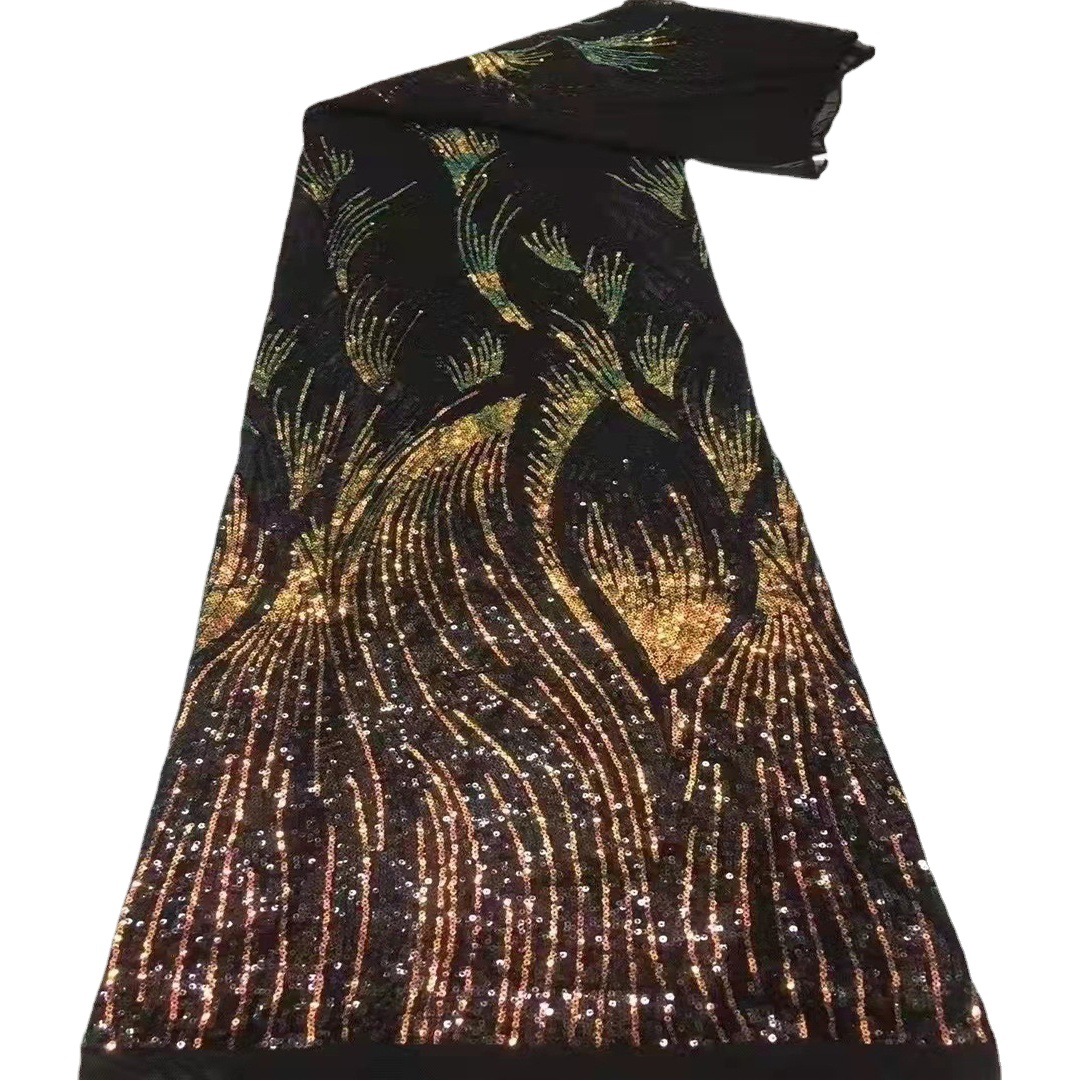 Tela de encaje nupcial bordado vestido de novia de comercio exterior europeo y americano tela de lentejuelas JX2030