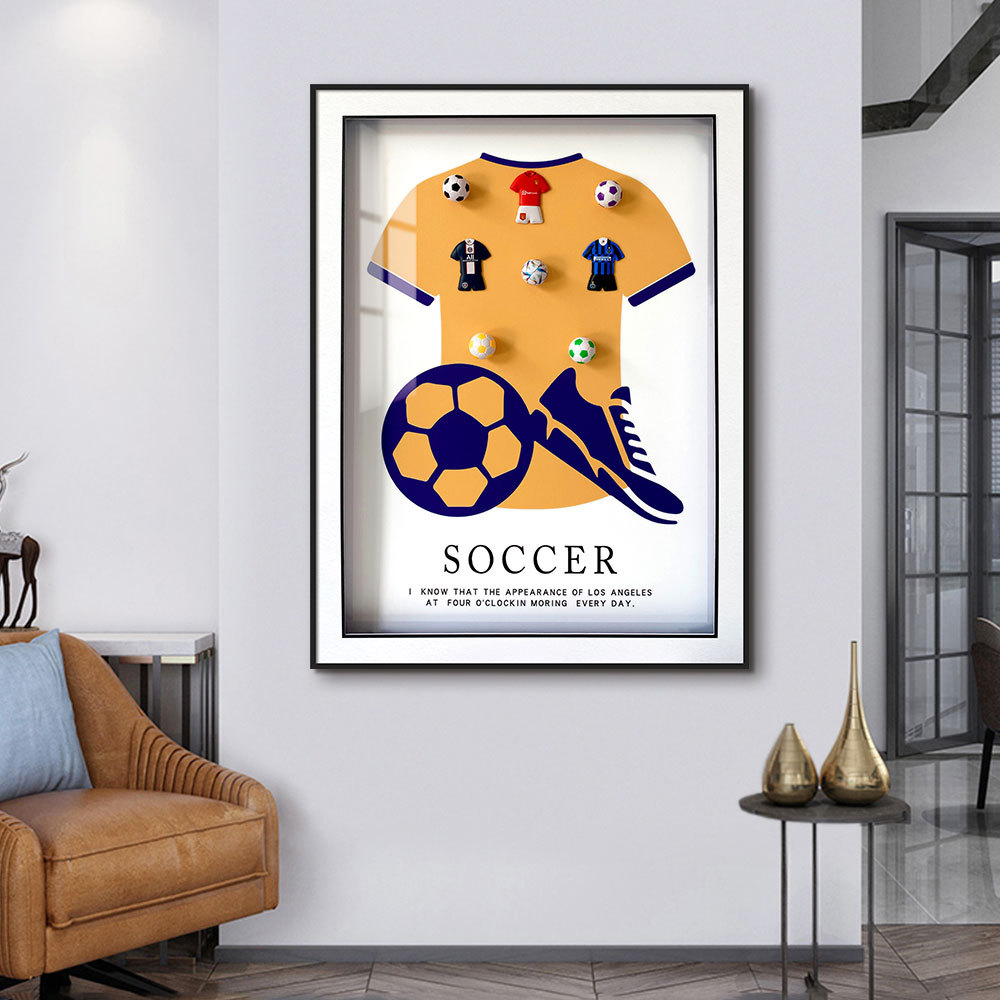 Copa del mundo de fútbol decoración de pinturas recuerdos regalos de los fanáticos dormitorio de los niños mural junto a la cama pintura física tridimensional