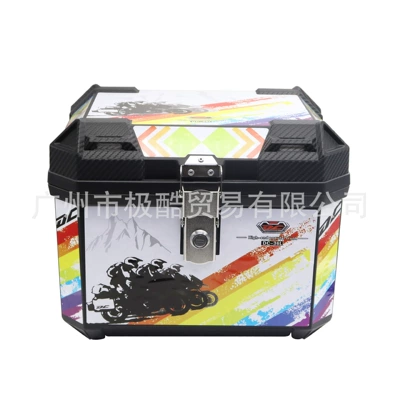 Motorcycle Tail Box Large Capacity Trunk Scooter Electric Car Luggage Large Universal Non-aluminum Alloy Tail Box (Motorcycle trunk) - 45l-rainbow-knight