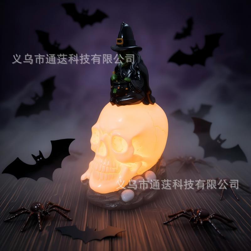 Cross-Border Halloween Glowing Skeleton Witch Night Light Resin Crafts Ornaments Creative Home Decorations Atmosphere Light Cross-Border Halloween Glowing Skeleton Witch Night Light Resin Crafts Ornaments Creative Home Decorations Atmosphere Light