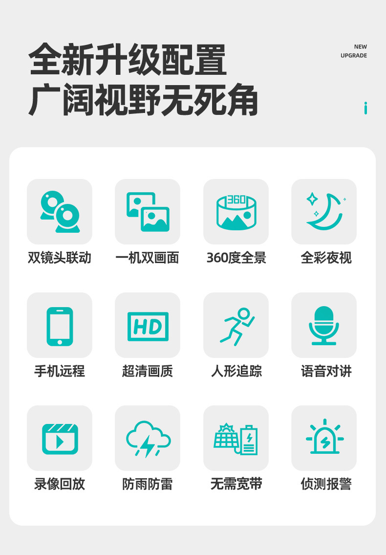 睿威仕 画中画无线监控摄像头360度全景旋转室外防水球机WiFi 高