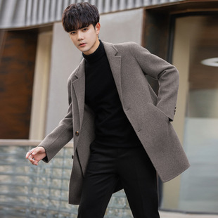 18705 men's double-sided cashmere coat mid-length autumn and winter thickened woolen trench coat