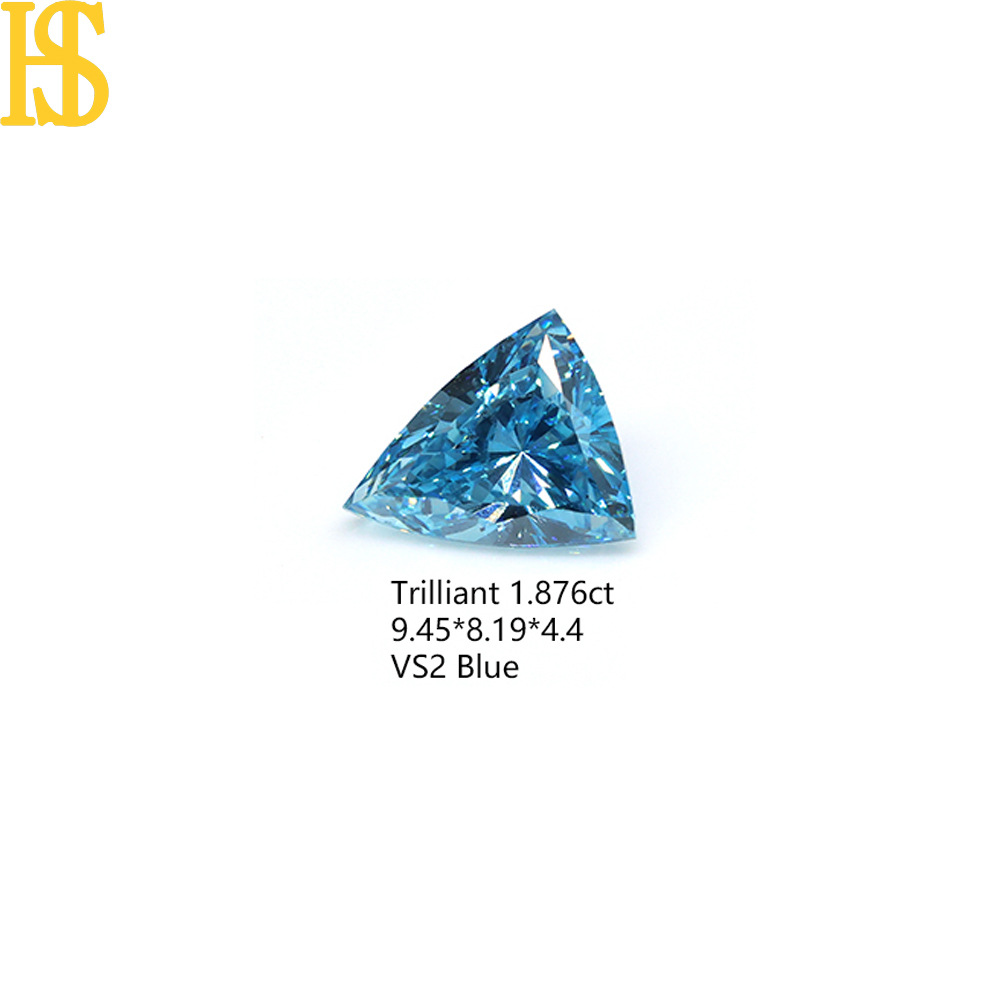 现货CVD培育钻三角形裸钻 VS净度上海IGI培育闪亮婚戒礼品蓝钻