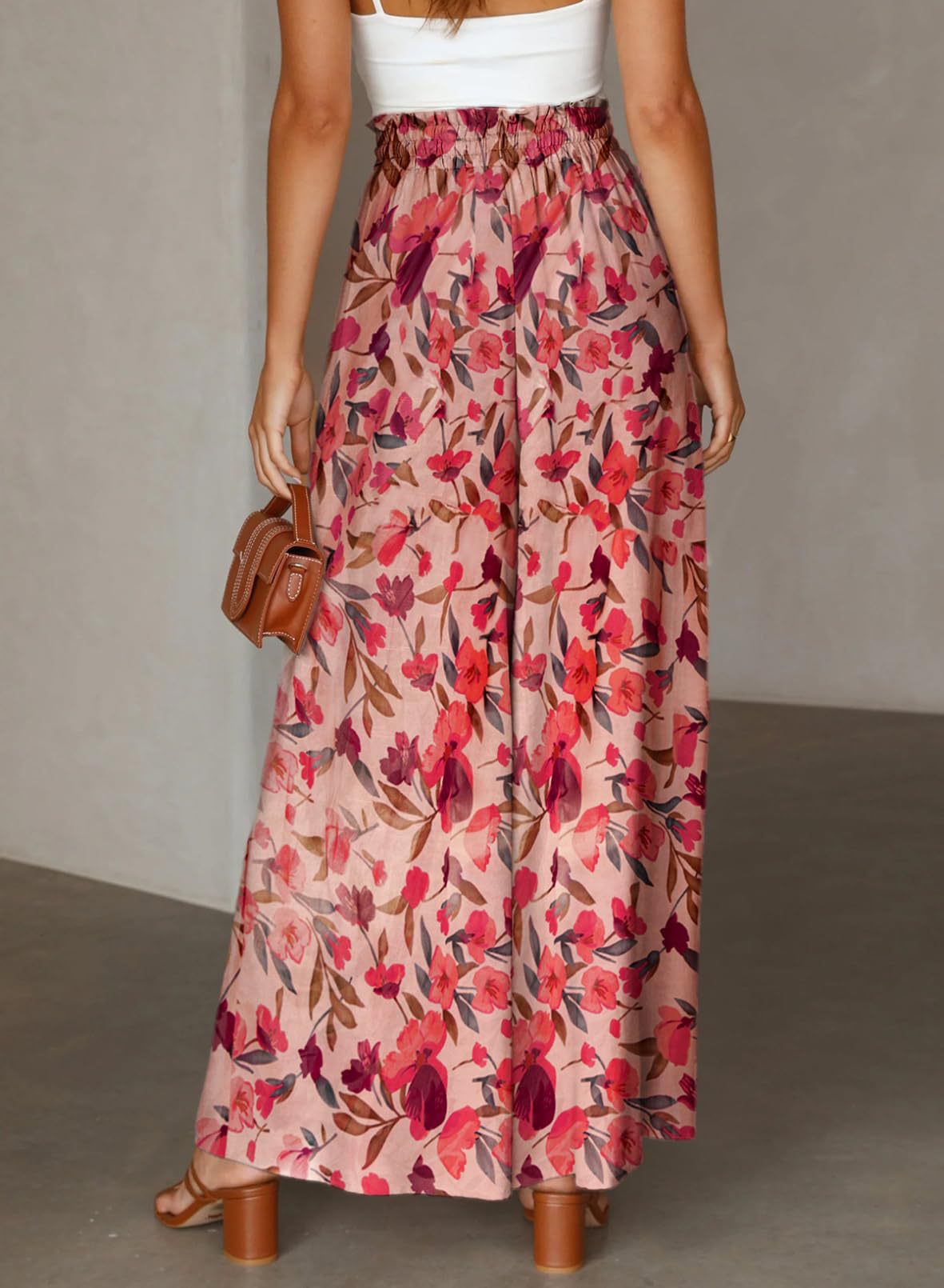 354g Weight Full Length Pants Length Spandex, Polyester Fabric Type High Waist Waist Line Casual Pants Pants Type Holiday, Daily Occasion Loose Fit Type Flower Pattern Summer Season Women's Gender Casual Style Women's Holiday Daily Casual Flower Full Length Casual Pants 5