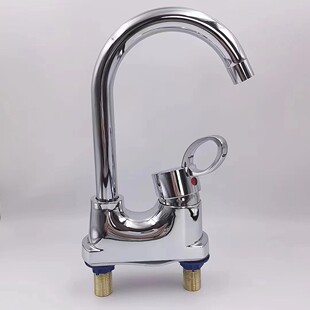 Bench two-joint large-bend double-hole mixing valve faucet washbasin vegetable basin hot and cold faucet basin faucet manufacturers