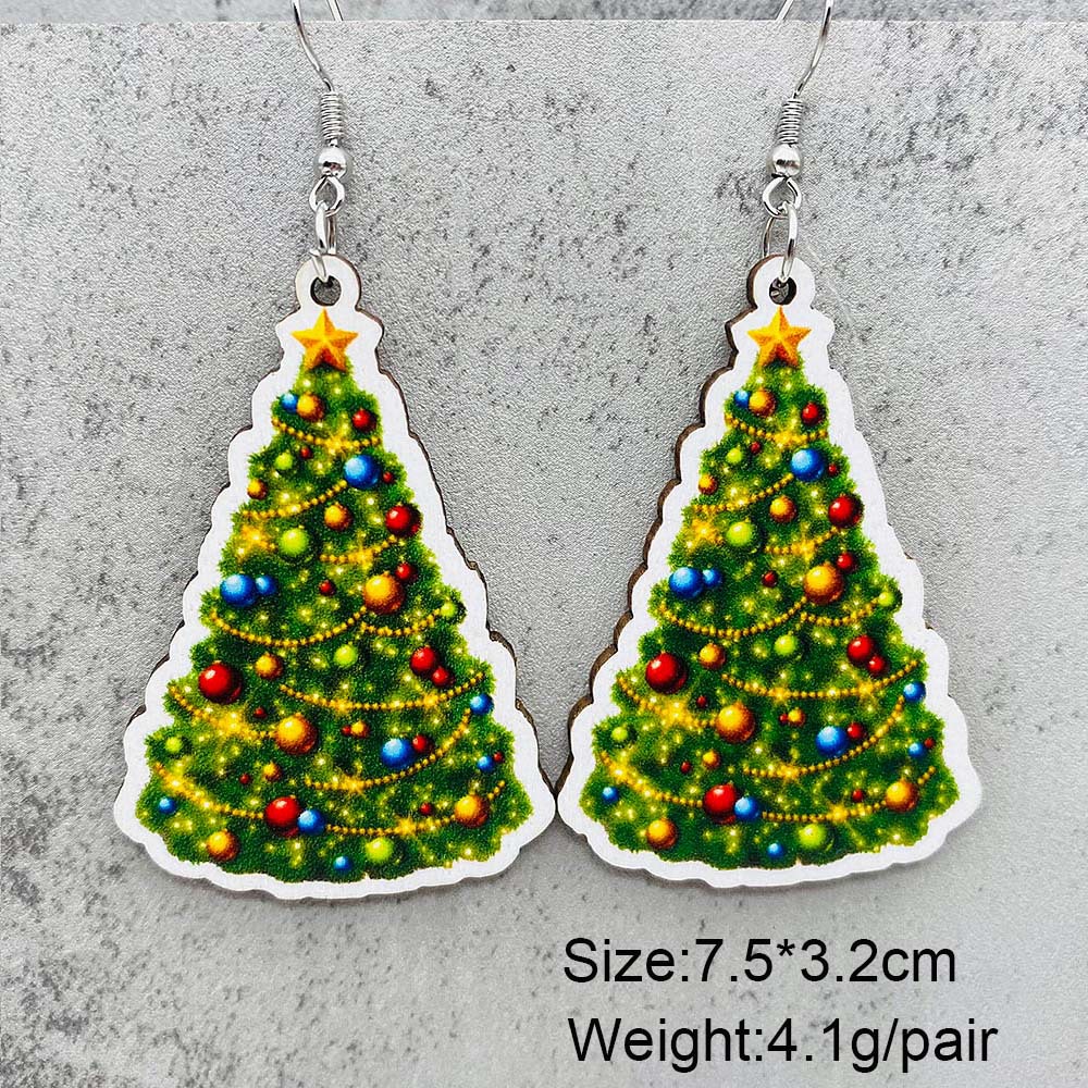 6g Weight Ear hook Event & Party Supplies Ear hook Classification 1 Pair Quantity Holiday, Party Occasion Wood Material Christmas Festival Christmas Hat, Christmas Tree, Santa Claus Pattern Women's Gender Cute Style 1 Pair Cute Christmas Hat Christmas Tree Santa Claus Wood Ear Hook 4