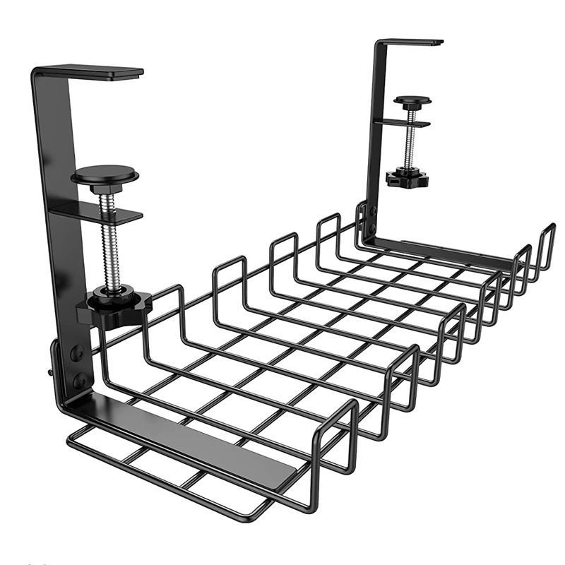 Transfronterizos bajo la mesa de fijación de cables marco de almacenamiento de cables de fila de inserción colgante cesta de fijación de cables ranura de tabla de salida inferior sin perforación marco de fijación
