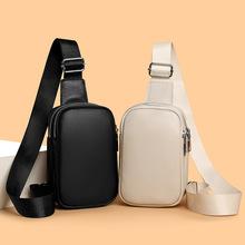 跨境新款牛皮斜挎包男女同款情侣胸包时尚单肩包简约休闲真皮女包