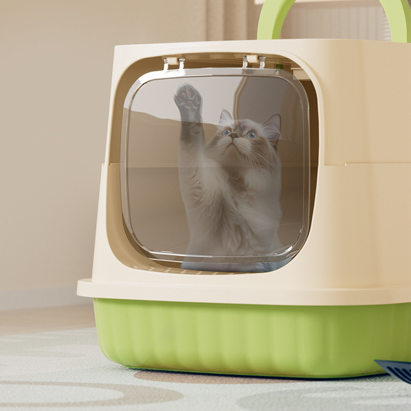 Gran tamaño totalmente cerrado a prueba de salpicaduras, antiodorización y desodorización, inodoro para gatos Big Mac desmontable y limpio, lavabo para gatos