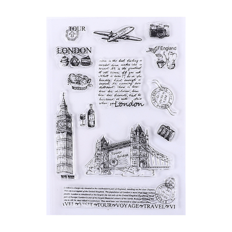 Silicone transparente sello retro icono de oficina sello diario DIY álbum de fotos tarjetas decoración material de cuentas al por mayor