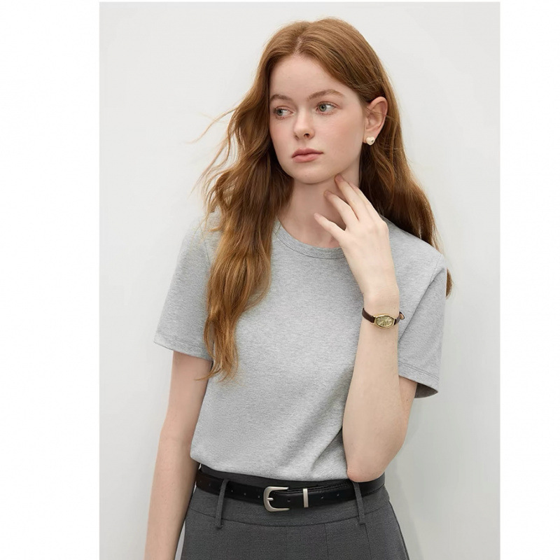 Live Broadcast High-Quality Right Shoulder T-Shirt for Women 2025 Spring and Summer New Versatile Slimming Look Short-Sleeved T-Shirt with Bottoming Shirt