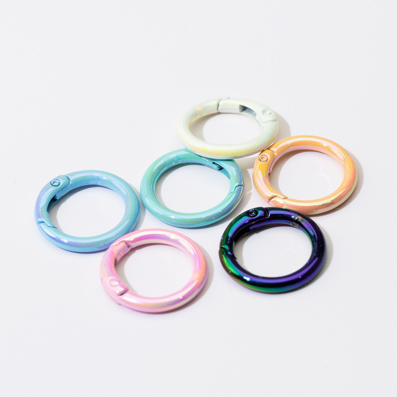 Colorful Spring Clips Uv Electroplated Round Rings Open Rings Spring Rings Keychains DIY Accessories Perler Bead Connecting Rings