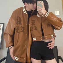 春秋美式高街复古男女夹克情侣小众设计宽松棒球服hiphop百搭外套
