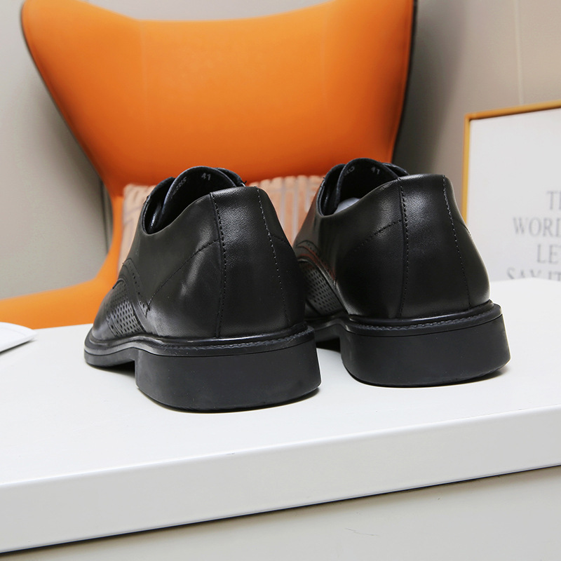 Men's Leather Formal Shoes With Straps And Perforated Design_voghion.com