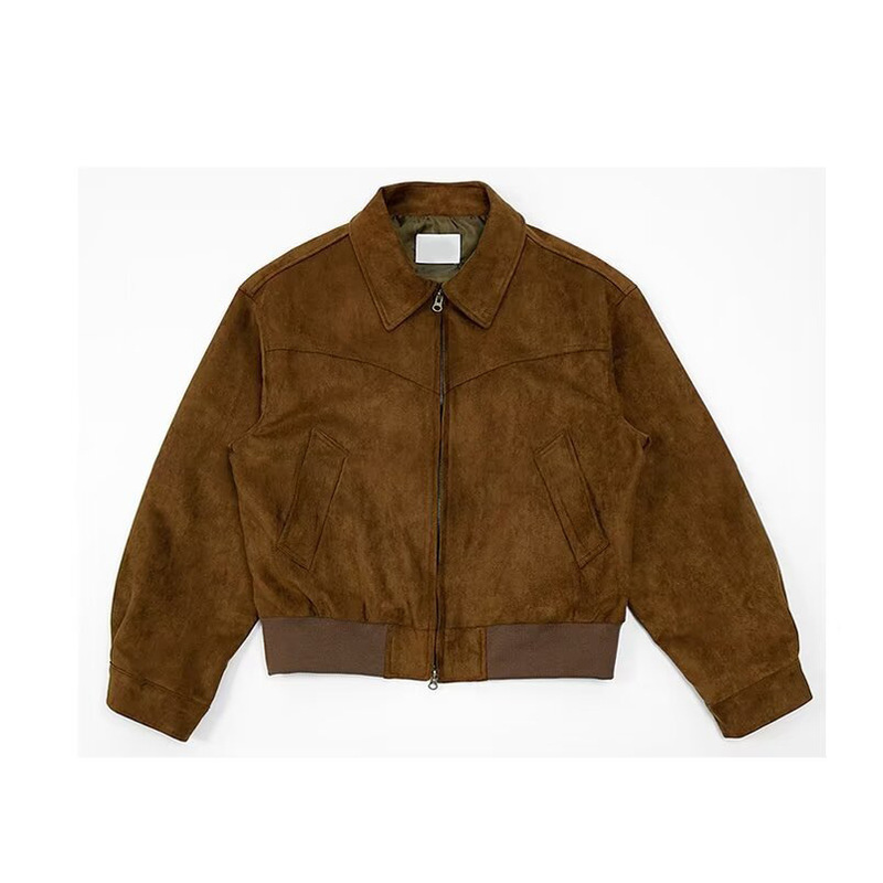 Autumn and Winter Vintage High Street Suede Short Jacket Men's Loose Handsome All-match Motorcycle Lapel Flying Casual Jacket Autumn and Winter Vintage High Street Suede Short Jacket Men's Loose Handsome All-match Motorcycle Lapel Flying Casual Jacket