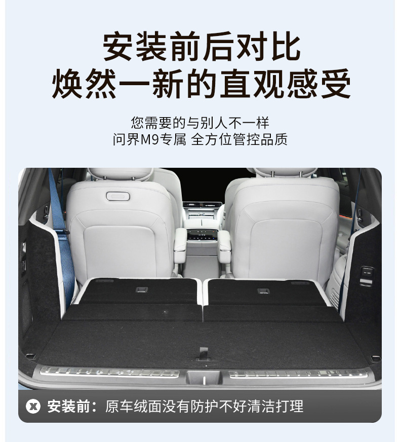 Suitable for 24/25 M9 five-seat six-seat trunk mat back cushion fully surrounded by nappa tail box mat