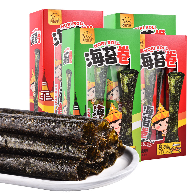 法思覓語盒裝經典香脆海苔卷24g原味香辣味即食休閒零食
