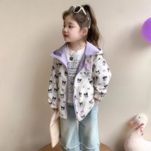 女童外套春秋2025新款女宝宝洋气时髦双面穿夹克儿童秋装连帽上衣