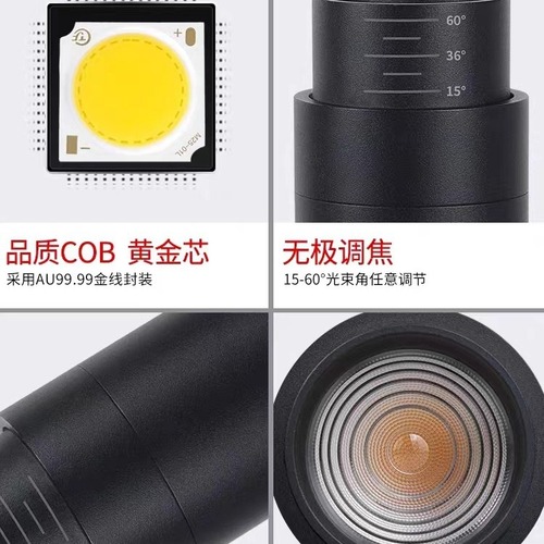 Zoom COB Track Spotlight LED Downlight with Adjustable Angle for Costume Shop Commercial Showroom Super Bright Track Light
