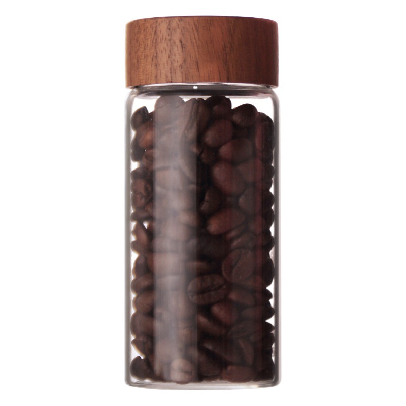 Cross-Border High-End Small Storage Tank Coffee Bean One-Way Exhaust Bottle Coffee Sealed Glass Tank Coffee Bean Storage Tank
