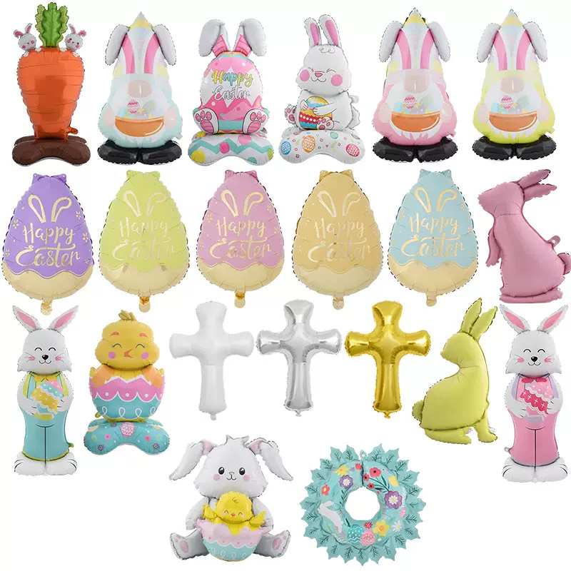 新款2026跨境复活节气球兔子小鸡造型铝膜气球EASTER派对装饰布置