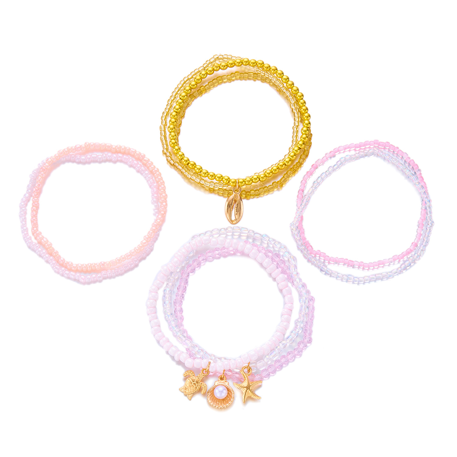 Beaded Chain Chain Type 1 Set Quantity Casual Occasion CCB, Alloy, Seed Bead Material Modern Style Scallop Starfish Conch CCB Alloy Seed Bead Beaded Chain Stretch Adjustable Beaded Bracelets Wholesale