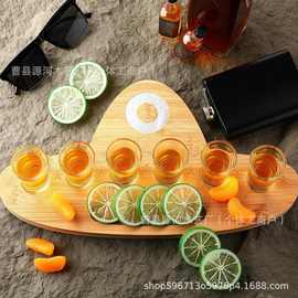 木质酒杯托盘沾盐器实木不规则鸡尾酒调味盐边盒家用木制酒托