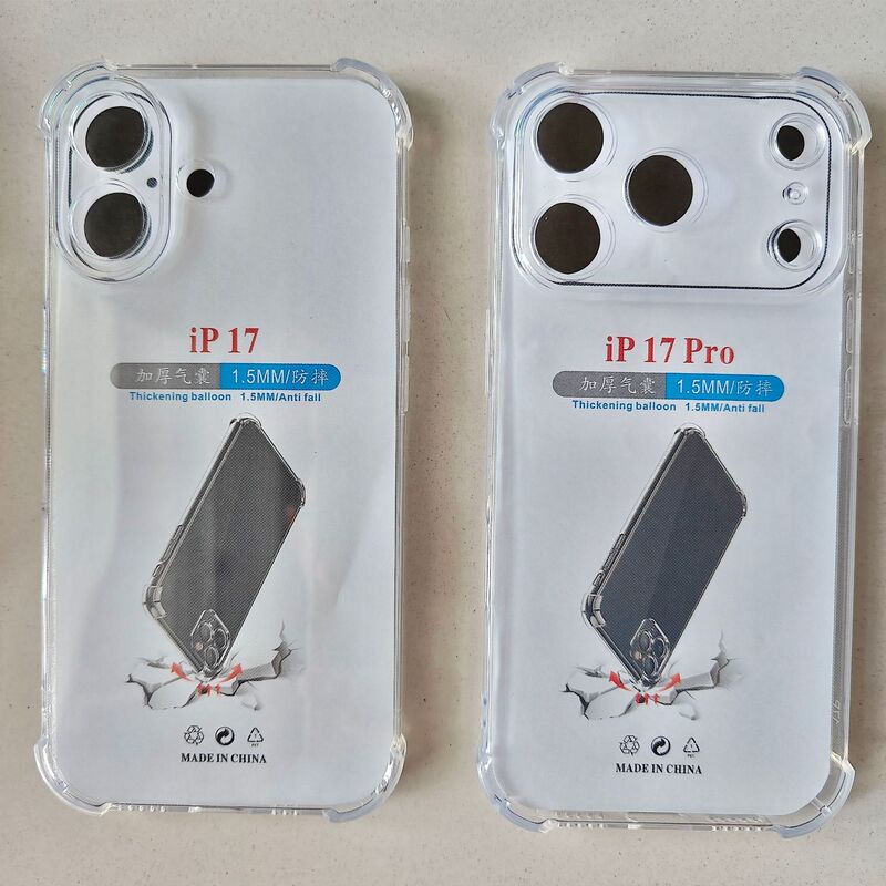 1.5mm四角エアバッグ落下防止TPUスマホケース iPhone 17PRO/17対応 精密穴あき保護カバー|undefined
