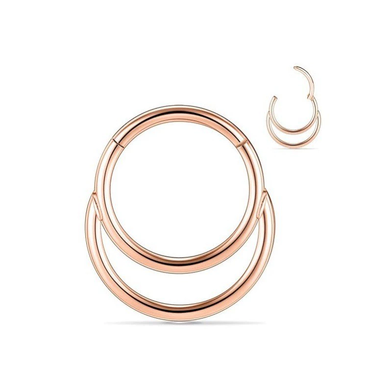 Nose Piercing Hoop, stainless steel with zirconia accents, 1.2×6–12 mm sizes