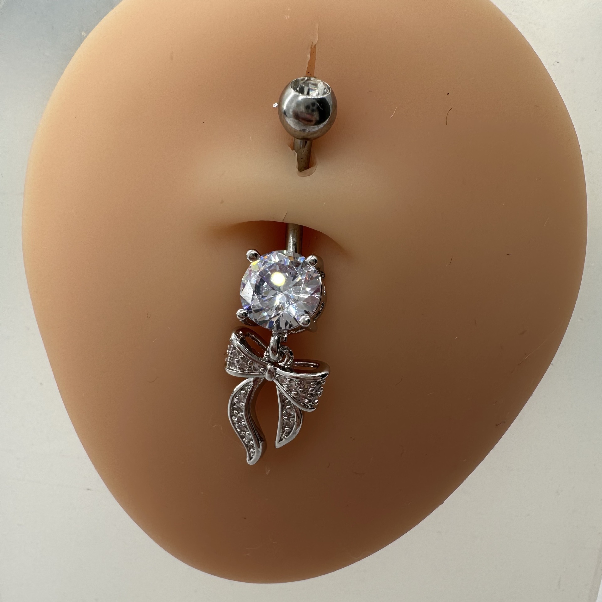 Diamond Studded Zircon Navel Piercing Belly Button Ring Luxury_voghion.com
