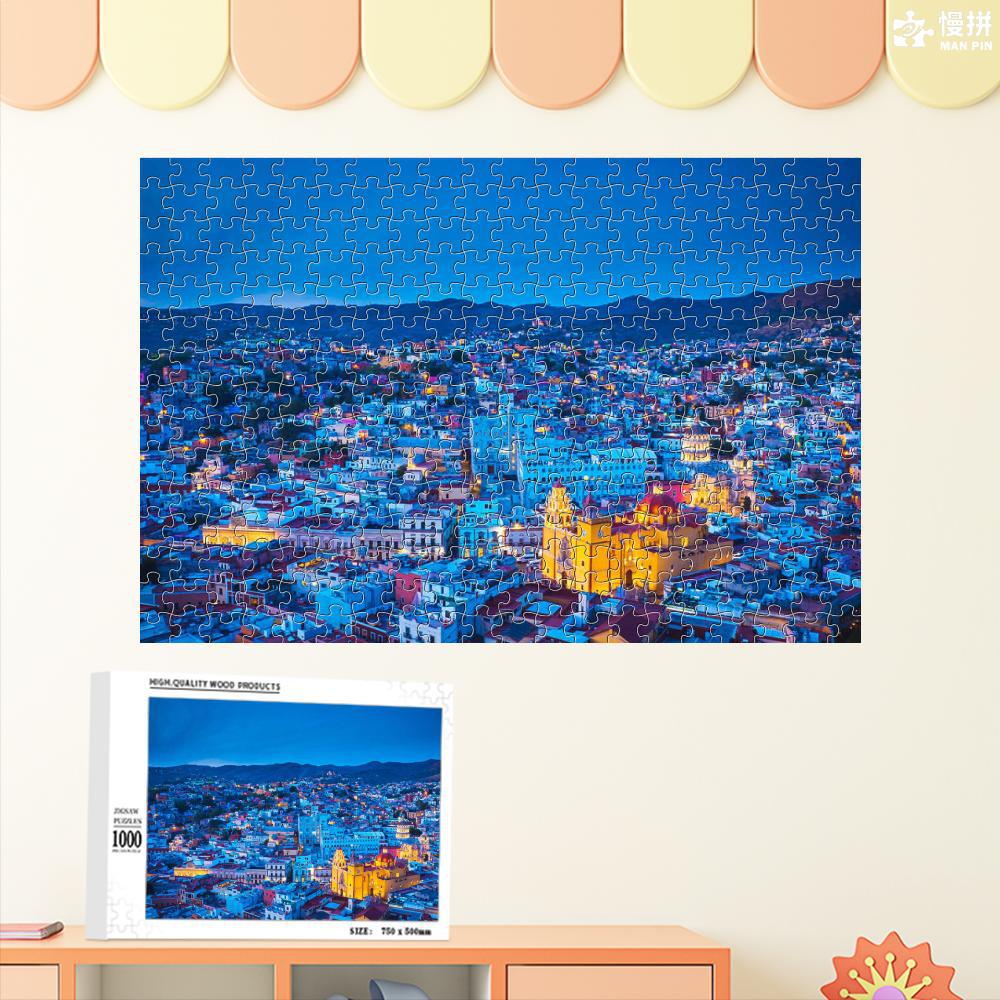 Miles de luces rompecabezas 1000 piezas de madera para niños adultos juguetes 500 piezas 300 piezas al por mayor paisaje entrega de una pieza