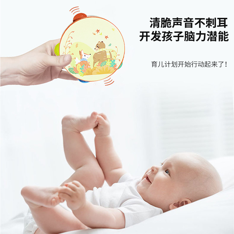 Instrumento de percusión Orff madera 15cm pandereta colorido infantil danza kindergarten maestro tambor mano