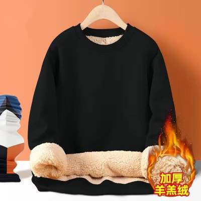 Suéter con capucha forrado de lana de los hombres engrosada caliente suelta estudiante con capucha suéter de los hombres marca de moda ins abrigo de lana de cordero