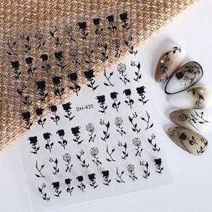 Japanese Black and White Flower Nail Sticker Joker Fresh White Five-petal Flower Nail Sticker Jewelry DH