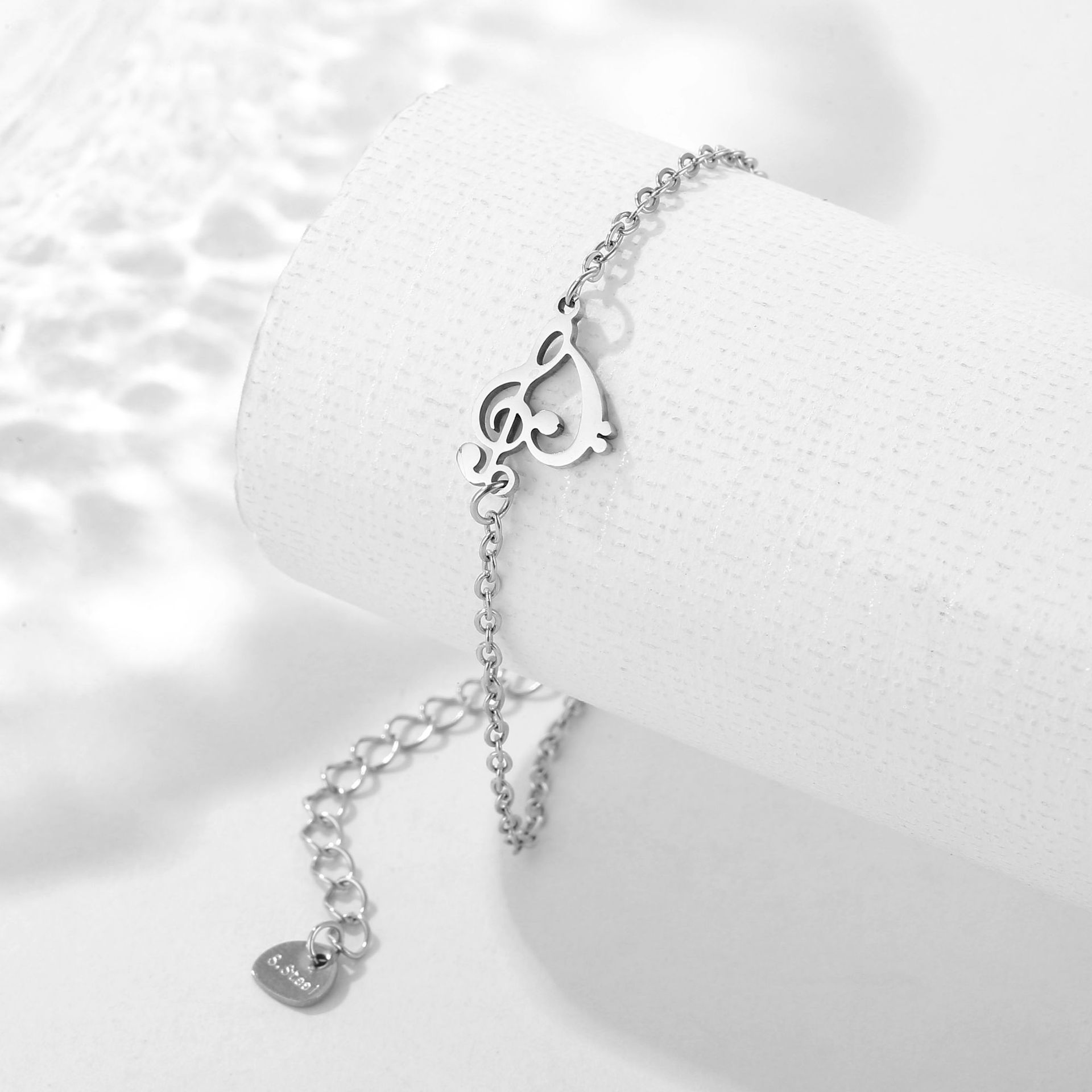 Amazon Popular Jewelry European and American Stainless Steel Note Bracelet Personalized Hand Jewelry Women's Note Pendant Heart Bracelet