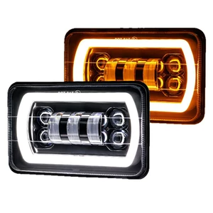LED Avtomobil Fənərləri 55W Angel Eyes, Sarı Ağ DRL, Wrangler 5inch Kvadrat İş İşığı