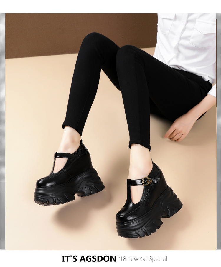 Giày cao gót nữ đế xuồng platform gót vuông kiểu Pháp, gót 14 cm — màu đen chi tiết 9