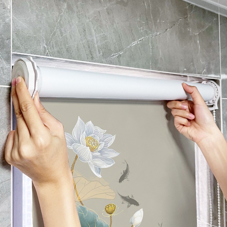 Kitchen Curtains 2025 New Style Living Room Sun Protection Window Blinds New Chinese Style Partition Roller Blinds Punch-Free Sunshades